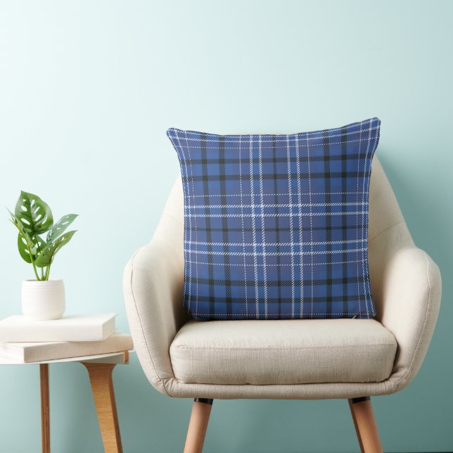 Blue Plaid 20x20 Throw Pillow (Chair)