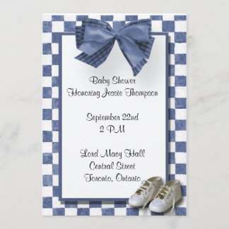 Blue  Plaid Baby Shower Invitation