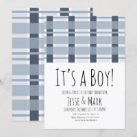 Blue Plaid Baby Shower Pattern It’s a Boy