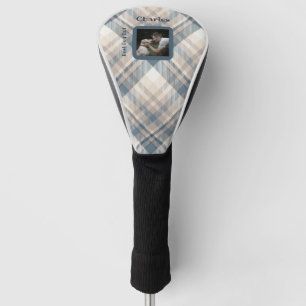Blue Plaid Best Dog Dad Photo Father's Day Golf Head Cover