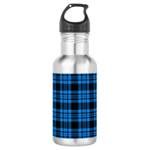Blue Plaid, Black Tartan; Pattern Design 532 Ml Water Bottle