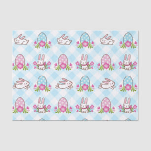Blue Plaid Bunny Hop  Tissue Paper