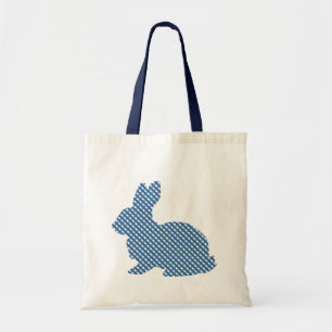 Blue Plaid Bunny Tote Bag