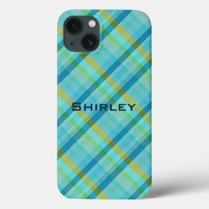 Blue Plaid by Shirley Taylor  iPhone 13 Case