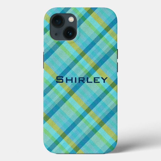 Blue Plaid by Shirley Taylor Case-Mate iPhone Case (Back)