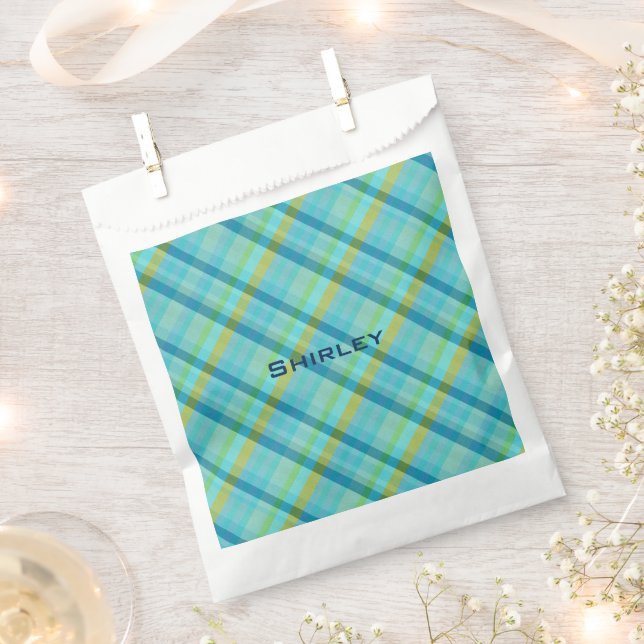 Blue Plaid by Shirley Taylor Favour Bag (Clipped)