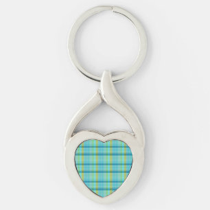 Blue Plaid by Shirley Taylor Keychain