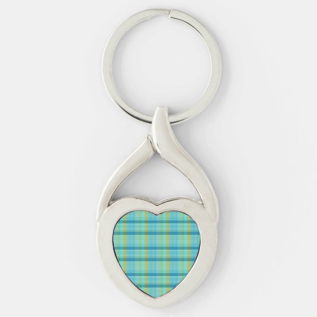 Blue Plaid by Shirley Taylor Keychain (Front)