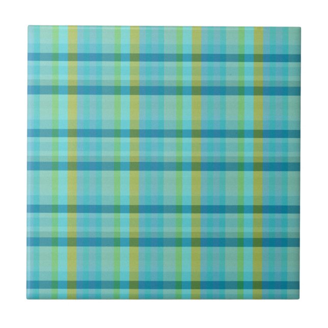 Blue Plaid by Shirley Taylor Tile (Front)