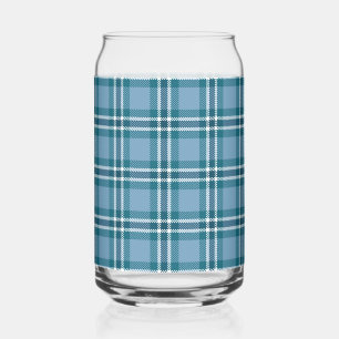 Blue Plaid Can Glass