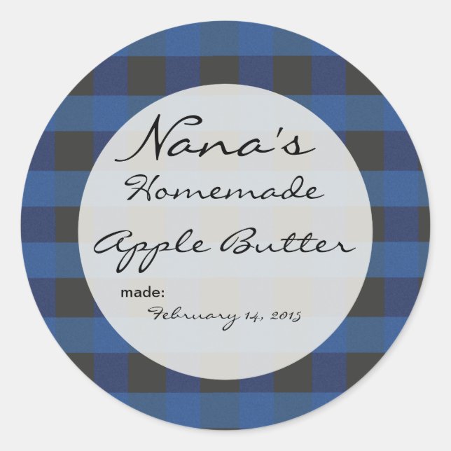 Blue Plaid Canning lid cover for 2.5 inch lid Classic Round Sticker (Front)
