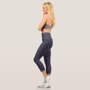 Blue Plaid  Capri Leggings