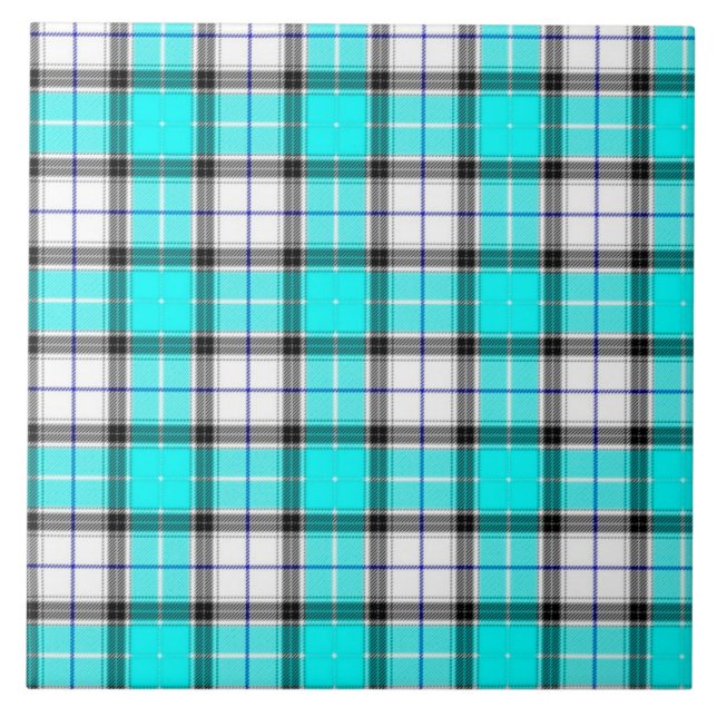 Blue Plaid Ceramic Tile (Front)