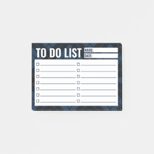Blue Plaid Checklist To Do Post-it Notes