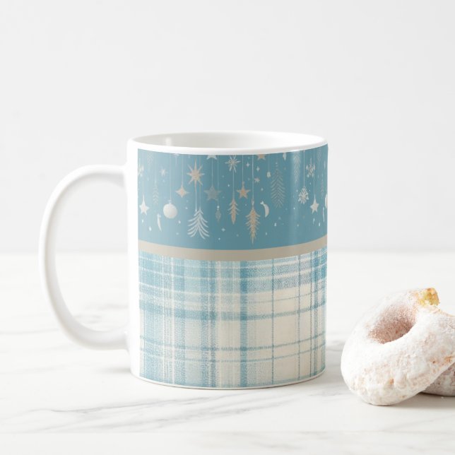 Blue Plaid Coffee Mug (With Donut)