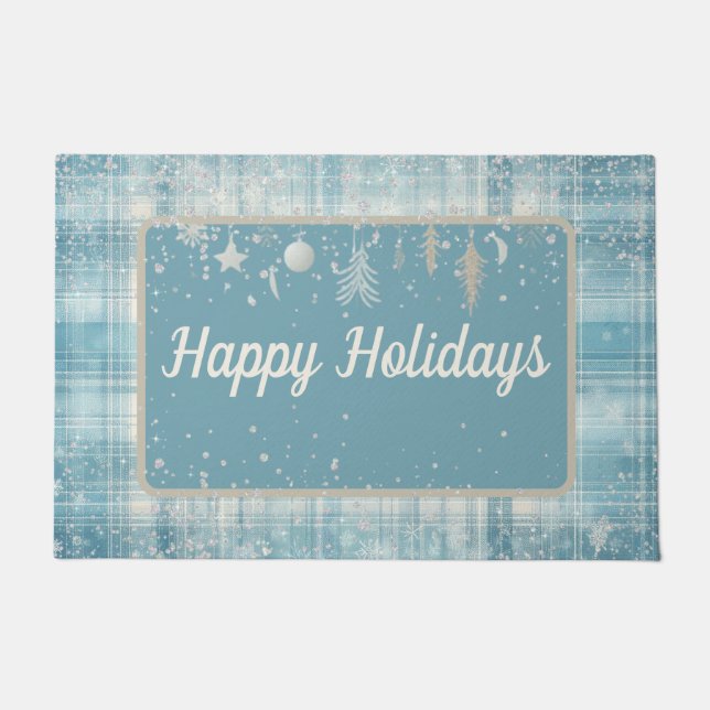 Blue Plaid Doormat (Front)