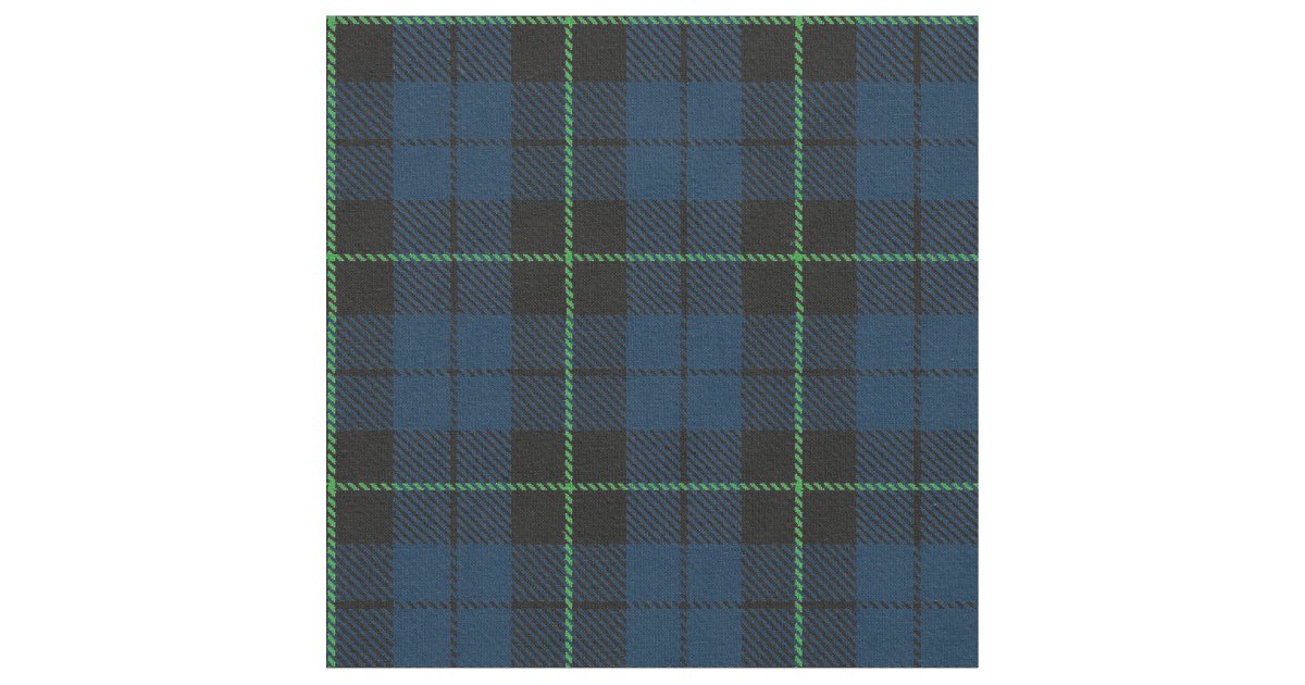 Blue Plaid fabric with green stripe print Zazzle.ca