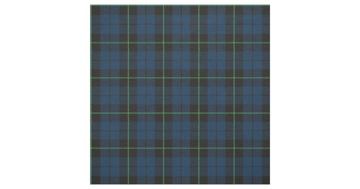 Blue Plaid fabric with green stripe print Zazzle.ca