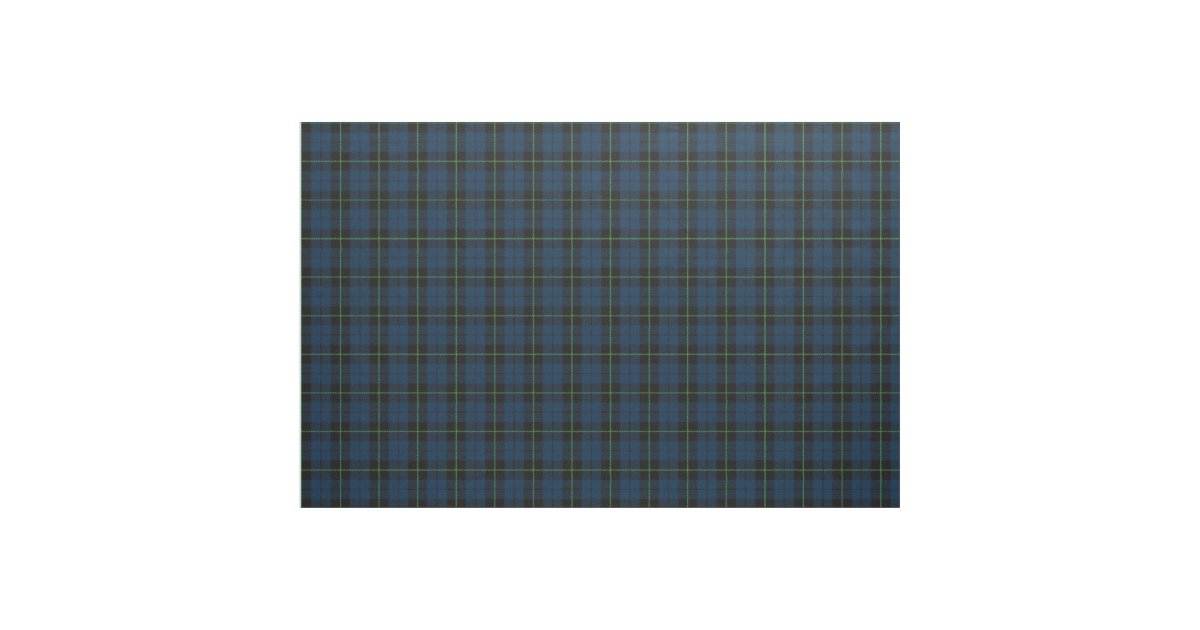 Blue Plaid fabric with green stripe print Zazzle.ca