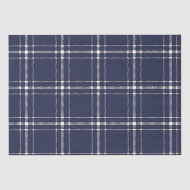 Blue Plaid Farmhouse Country Christmas Gift Tissue Paper (Front)