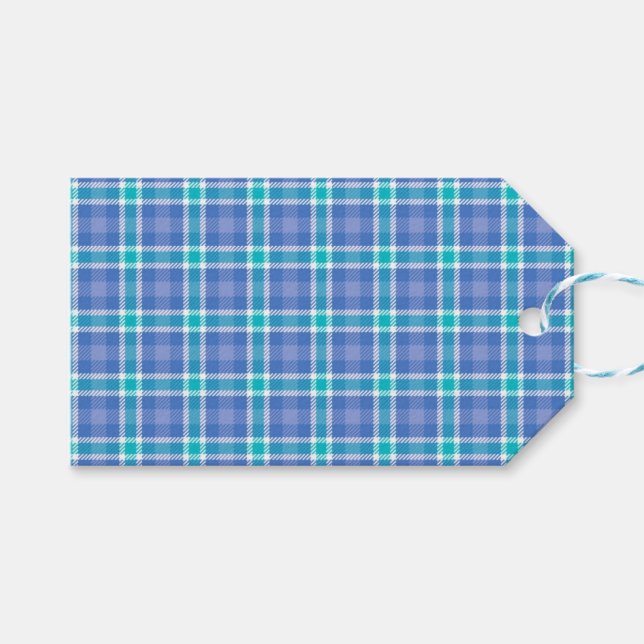 Blue Plaid  Gift Tags (Front (Horizontal))