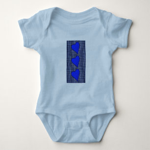 Blue Plaid Heart Baby Bodysuit