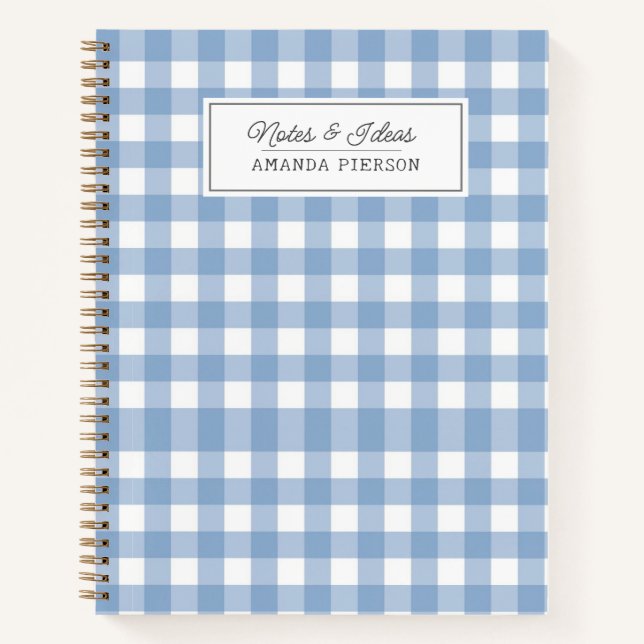 Blue Plaid Ideas Family Personalized   Notebook (Front)