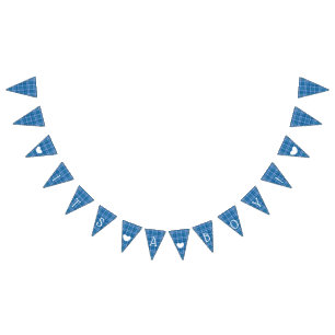 Blue Plaid Its a Boy Baby Shower Flag Bunting