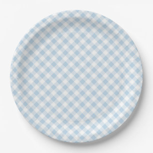 Blue Plaid Paper Plate