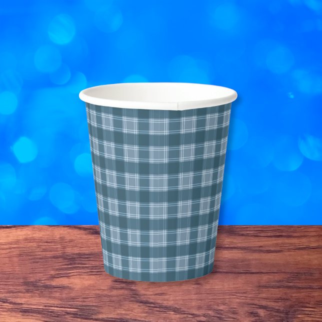 Blue Plaid Pattern Paper Cup (Blue plaid pattern paper cup)