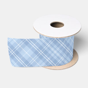 Blue Plaid Pattern Satin Ribbon