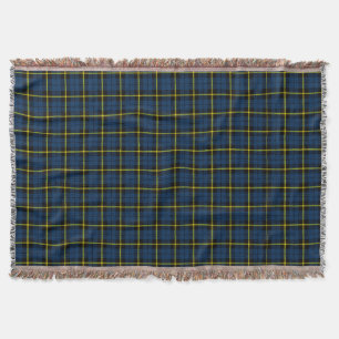 Blue plaid print, black yellow stripe throw blanket