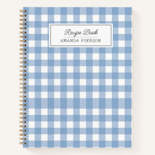 Blue Plaid Recipes Book Family Personalized