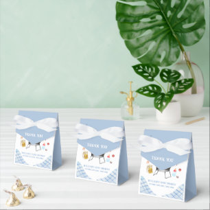 Blue Plaid Retro Country Baby Q Baby Shower Favor Box