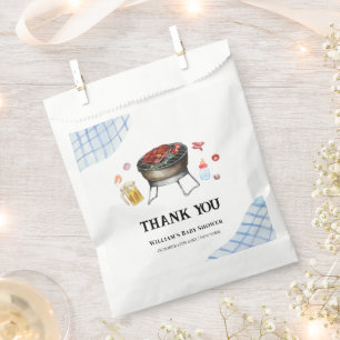 Blue Plaid Retro Country Baby Q Baby Shower Favour Bag