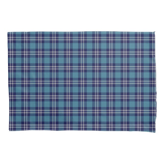 Blue Plaid Scottish St Andrews District Tartan Pillowcase (Front)
