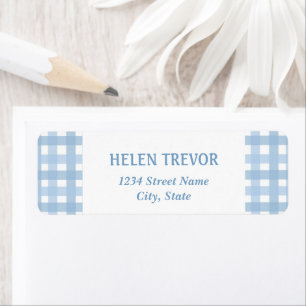 Blue plaid simple return addres label 