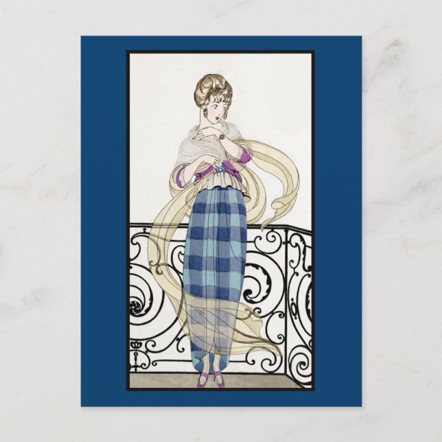 Blue Plaid Skirt Postcard (Front)