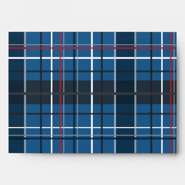 Blue Plaid Skull & Crossbones Invitation Envelope (Front)