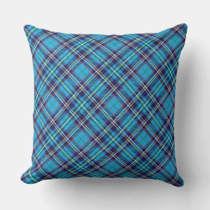 Blue Plaid Tartan  Throw Pillow