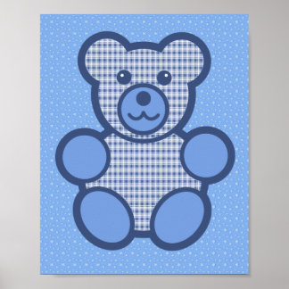 Blue Plaid Teddy Bear Poster