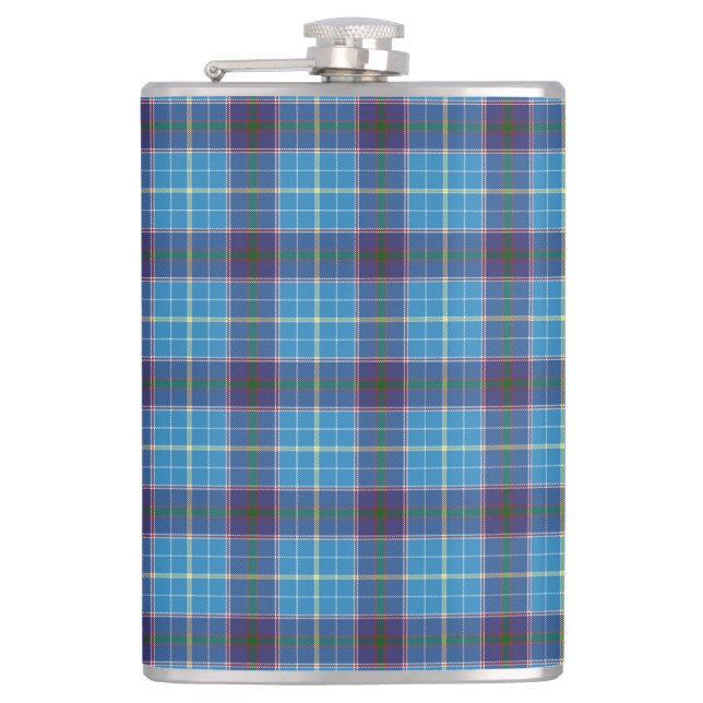 Blue plaid, Texas state tartan Hip Flask (Front)