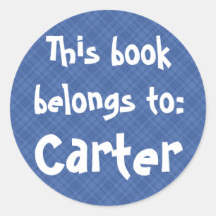 Blue Plaid "This Book Belongs To" Label