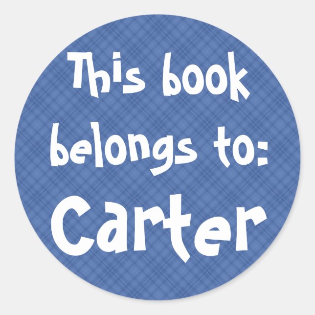 Blue Plaid "This Book Belongs To" Label (Front)