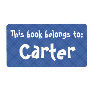 Blue Plaid "This Book Belongs To" Label