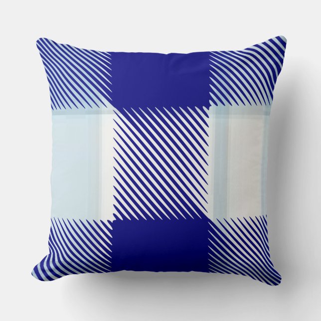 Blue Plaid Throw Pillow (Front)