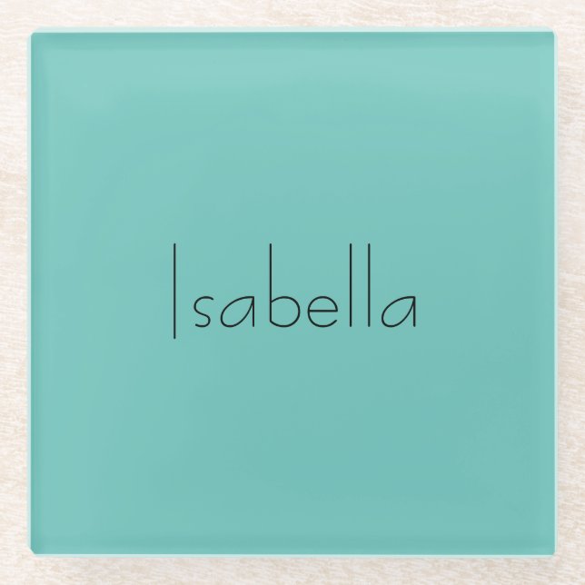 Blue Plain Creative Modern Name Minimalist Glass Coaster (Front)