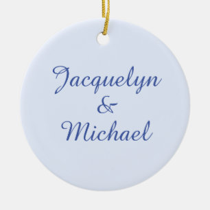 Blue Plain Elegant Modern Calligraphy Name Ceramic Ornament