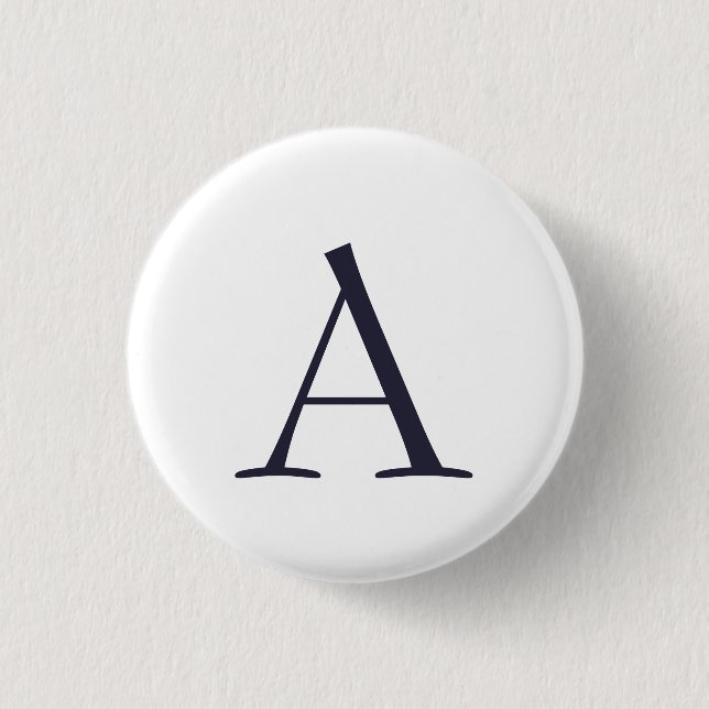 Blue Plain Elegant Modern Monogram Initial 1 Inch Round Button (Front)