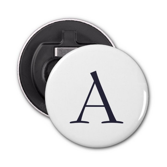 Blue Plain Elegant Modern Monogram Initial Bottle Opener (Front)